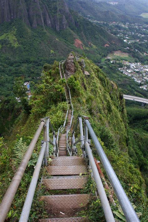 The Stairway To Heaven On Oahu Also Known As The Haiku Stairs Is A