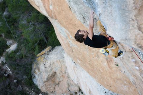 Extreme Sport Climbing Outdoor Rock Climber Struggle For Success