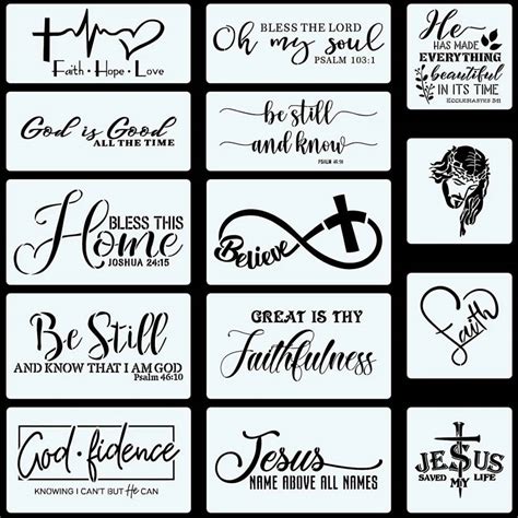 Kachi Pencil 14pcs Christian Stencils Painting On Wood Bible Sign