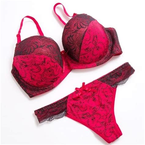 2021 push up bra set sexy thong lace lingerie women underwear sets intimates embroidery floral