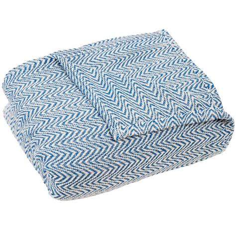 Trademark Global Chevron Blue 100 Egyptian Cotton Twin Blanket 61 88 T