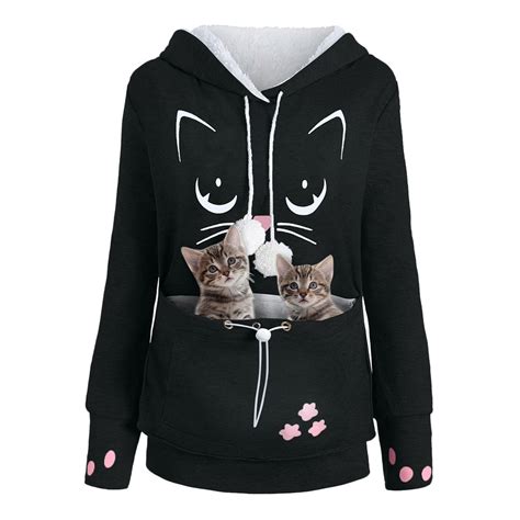 Plus Size Cat Carrier Pouch Pocket Hoodie