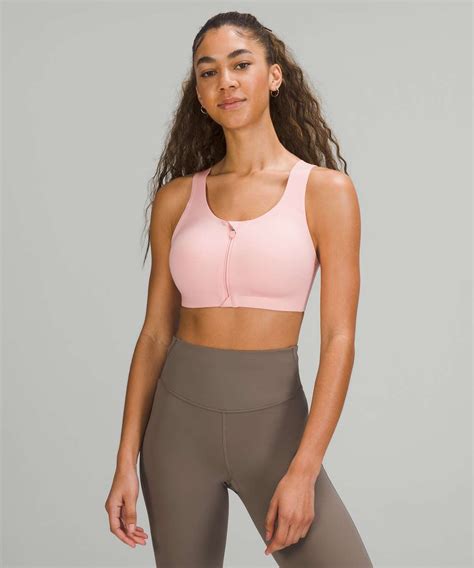 lululemon enlite front zip bra high support a ddd e cups dew pink lulu fanatics