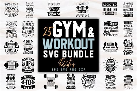 Gym Motivational Quotes Svg Bundle Craft Designs Collection Cut File