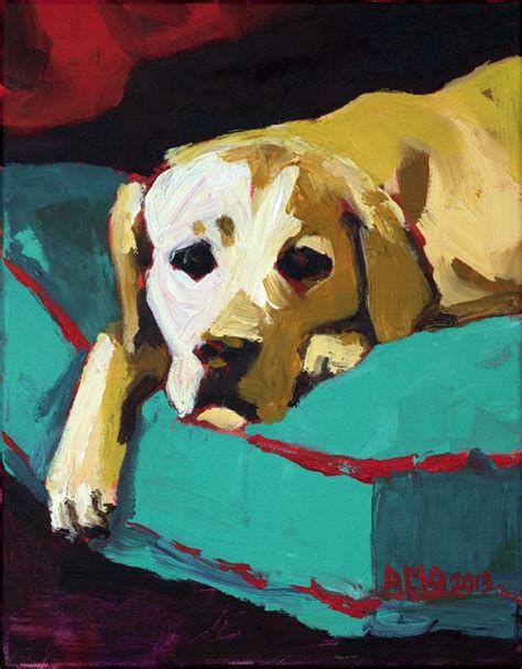 Lazy Yellow Lab Original 11x14 Acrylic On Canvas Labradors Are