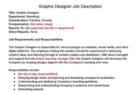 How To Write A Graphic Designer Job Description Template