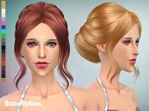 Sims 4 Hairs Butterflysims French Bun Hairstyle 085