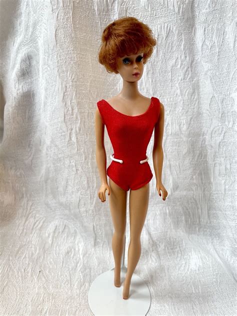 Vintage Titian Red Head Bubble Cut Barbie Doll In Original Red Swimsuit Ebay