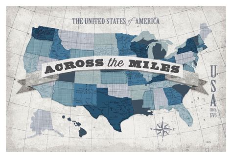 Beautiful Blue And Teal State Map Of The United States By Michael