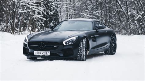 Black Mercedes Amg Gt In Snow 4k Hd Cars 4k Wallpapers