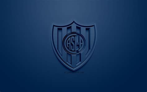 San Lorenzo de Almagro, reative logo en 3D, fondo azul, emblema 3d