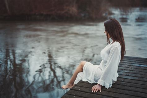 Depth Of Field River Women See Through Clothing Sitting White