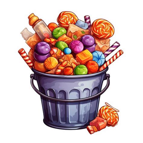 Premium Ai Image A Cartoon Illustration Of A Bucket Full Of Candy And