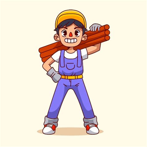 Premium Vector Hand Drawn Construction Worker Illustration