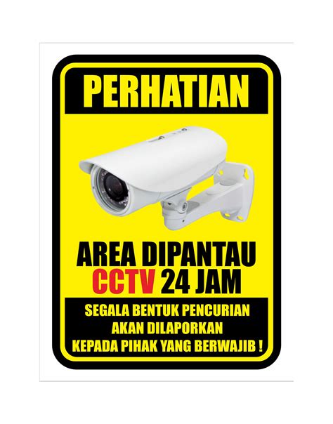 Stiker Area Cctv 24 Jam Perhatian Sign Rambu K3 Safety 10 X 15 Cm 15 X