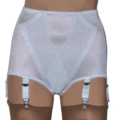 vintage style panty girdle in white with 6 suspender straps