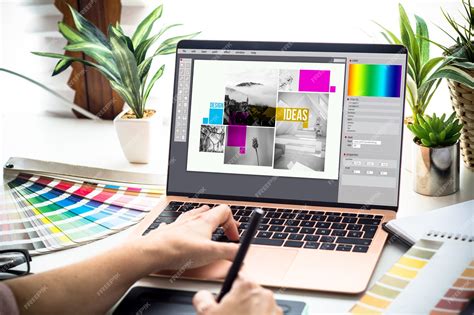 Premium Photo Graphic Designer Woman Working On A Laptop