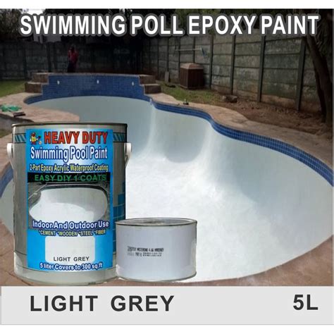Light Grey 5l Swimming Pool Paint 2 Part Epoxy Acrylic Waterproof
