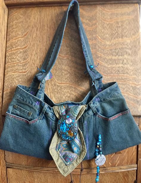 Blue Jean Purse Embellished With Glass Beads Would Be Great For