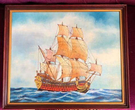 Louis Letouche Louis Xv Ship Signed Oil Painting For Sale At 1stdibs