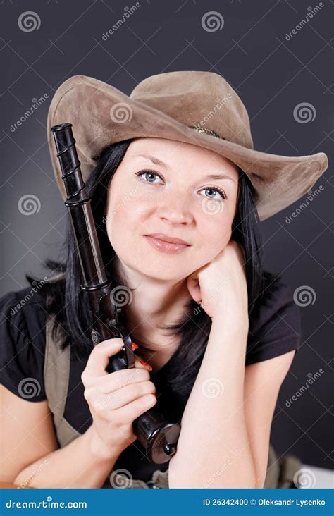 Pretty Girl With A Gun Stock Photo Image Of Danger Adult 26342400