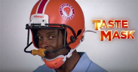 Jerry Rice Wearing A Popeyes Chicken Helmet In A New Commercial Did He