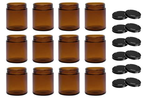 Nms 9 Ounce Amber Glass Straight Sided Mason Canning Jars With 70mm
