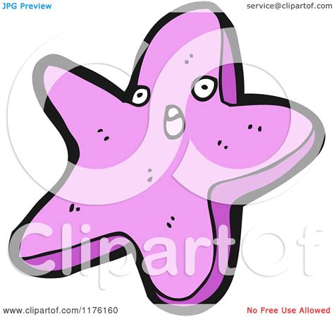Cartoon Of A Purple Starfish Royalty Free Vector