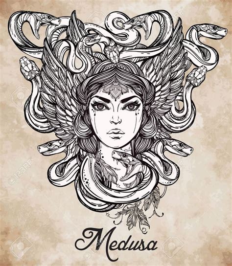 48534592 Hand Drawn Beautiful Artwork Of Medusa Portriat A Female Serpent Spirit In Greek