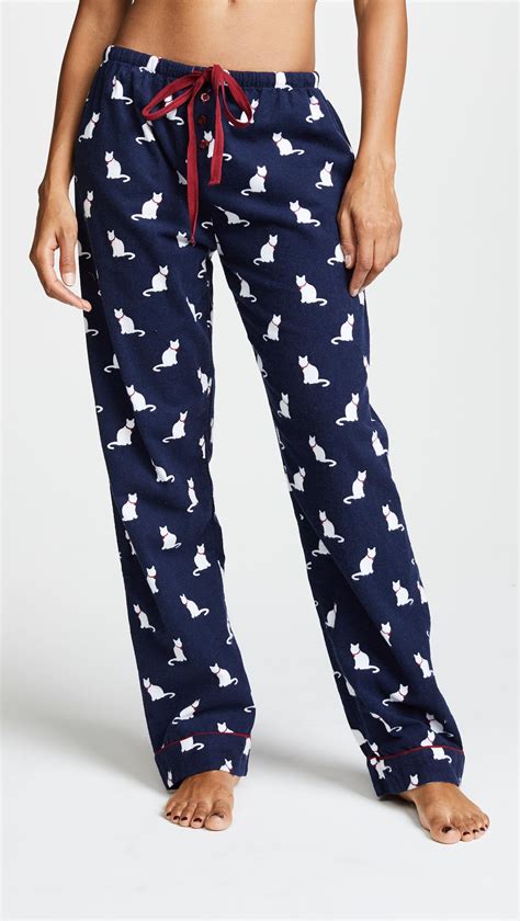 Pj Salvage Cats Pajamas Flannel Pj Set In Navy Blue Lyst