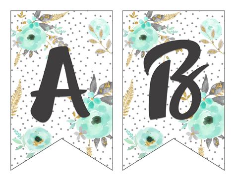 Alex diaz dos / the spruce there are many ways to create titles for your scrapbook pages, crafts, or class. Free Printable Alphabet Banner {MINT& GOLD} - Six Clever ...