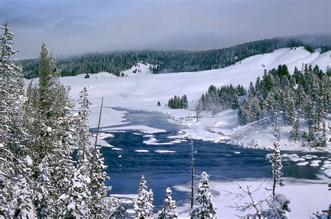 Winter Landscape Scene In Yellowstone National Park Wyoming Image