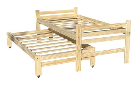 Twin Xl Over Twin Wooden Wheeled Bed Frame Unfinished And Etsy