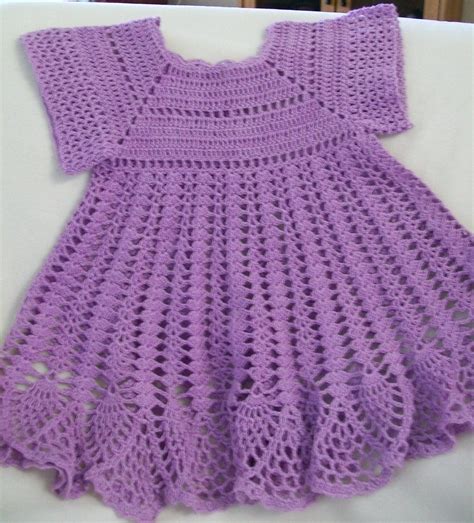 Crochet Baby Dress Baby Girl Dress Lavender Handmade