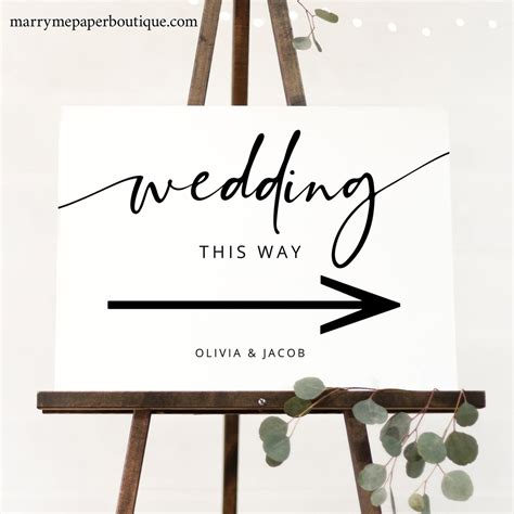 Wedding Directional Sign Template Modern Calligraphy Etsy