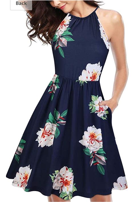Kilig Womens Halter Neck Floral Summer Dress Casual Sundress With