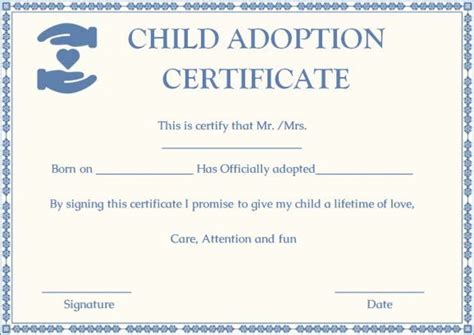 Child Adoption Certificates 10 Free Printable And Downloadable