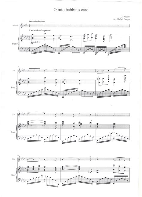 o mio babbino caro violin and piano arr rafael dengra sheet music rafael dengra violin