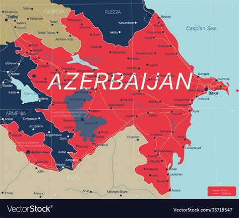 Azerbaijan Country Detailed Editable Map Vector Image