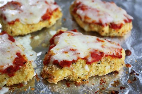 In a separate bowl, mix the bread crumbs, parmesan cheese, basil, and pepper. Oven-Baked Chicken Parmesan recipe from Jenny Jones ...