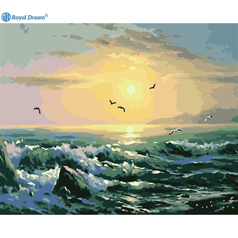 Art Diy By Number Kit Oil Painting Scenery Seascape Landscape Ocean