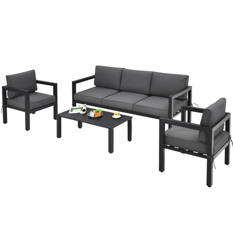 4 Piece Outdoor Furniture Set For Backyard And Poolside Costway