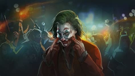 Joaquin Phoenix Joker With Blur Background Of People Enjoying Hd Joker