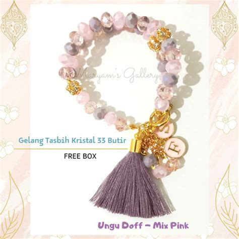 Jual Gelang Tasbih Kristal Butir Free Box Lilac Dof Bning Tasbih Rumbai Kab Bogor