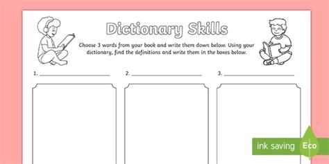 Dictionary Skills Worksheet