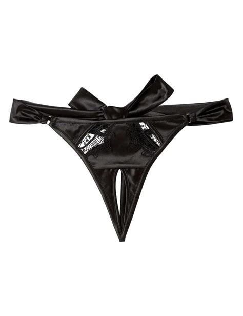 Playful Promises Wren Satin And Lace Thong Belle Lingerie Playful