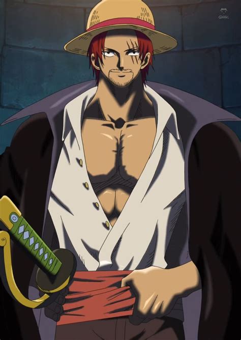 An Anime Character With Red Hair Holding A Pair Of Scissors In His