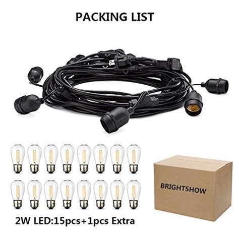 48ft Led Outdoor String Lights Waterproof Dimmable 15pcs 2w Vintage