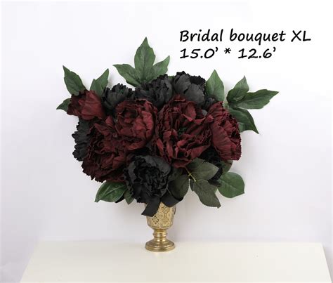 Black Burgundy Bouquet Gothic Wedding Bouquet With Peonies Etsy