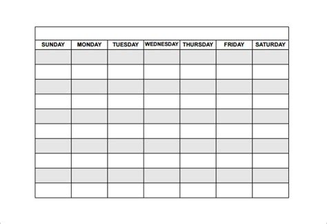 Schedule Of Availability Template Printable Schedule Template